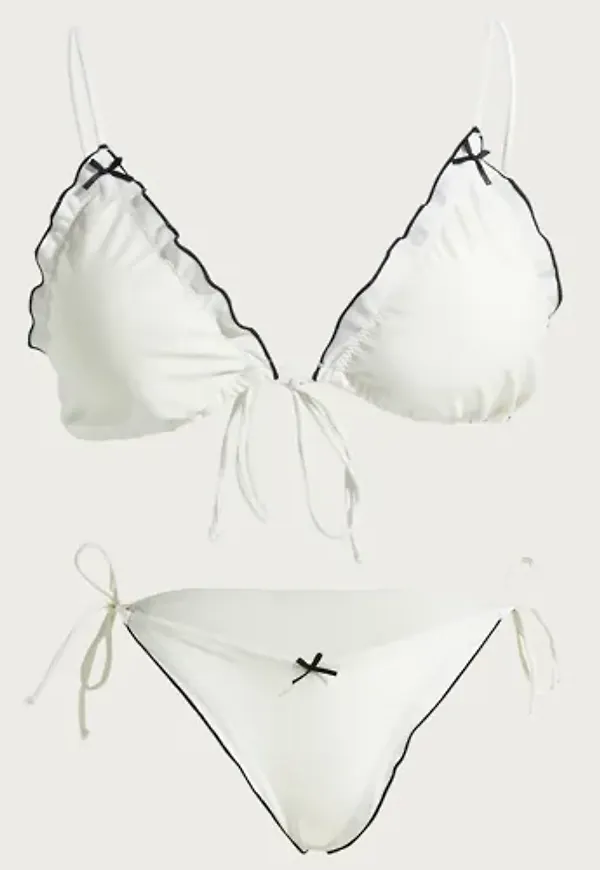 Nelly - Vit - Contrast Bow Bikini Panty