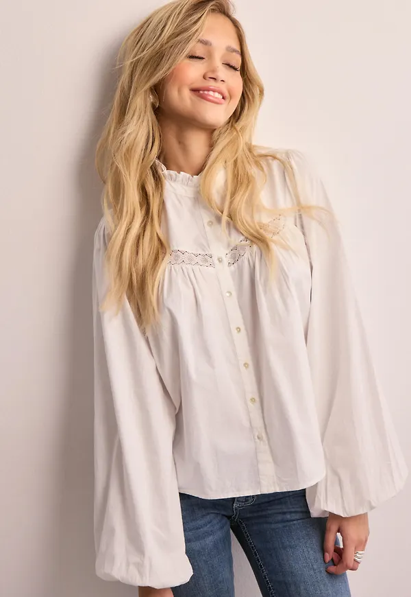 Nelly - Vit - Loose Lace Blouse