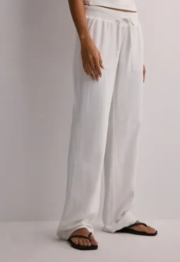 Nelly - Vit - Low Waist Linen Pants