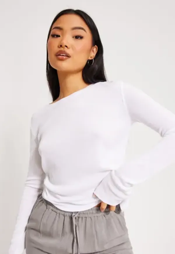 Nelly - Vit - Sheer Rib Top