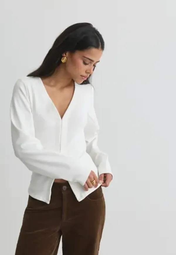 Nelly - Vit - Waist Focus Cardigan