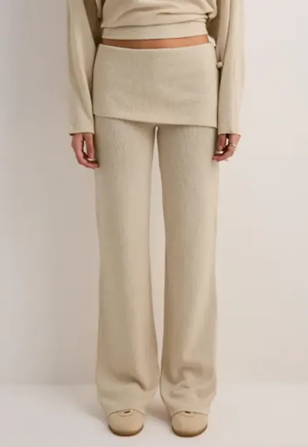 Nelly - Beige - Effortless Knit Overlay Pants