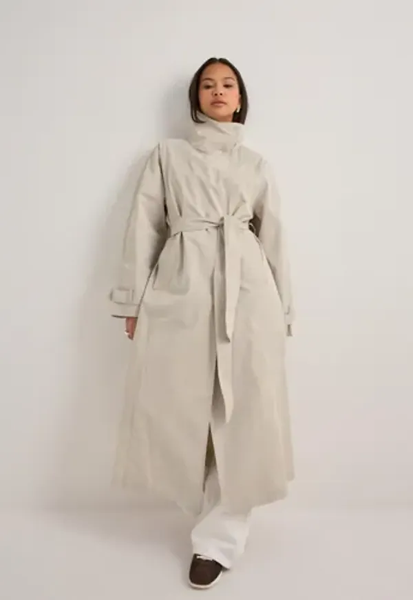 Nelly - Beige - High Collar Trench Coat