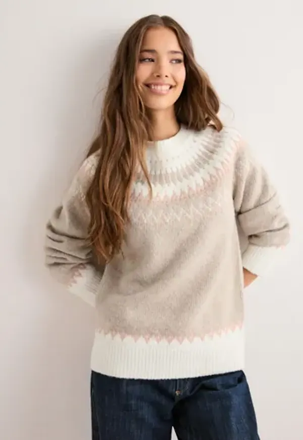 Nelly - Beige - Jacquard Knit Sweater