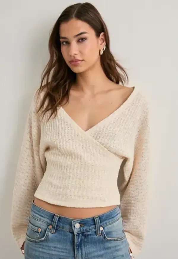 Nelly - Beige - Knit Wrap Sweater