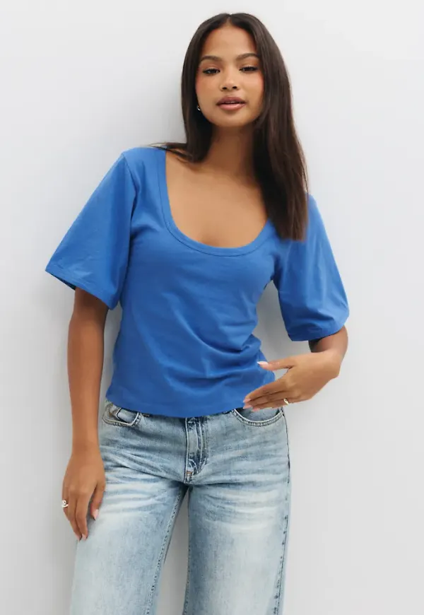 Nelly - Blå - Batwing Sleeve Tee