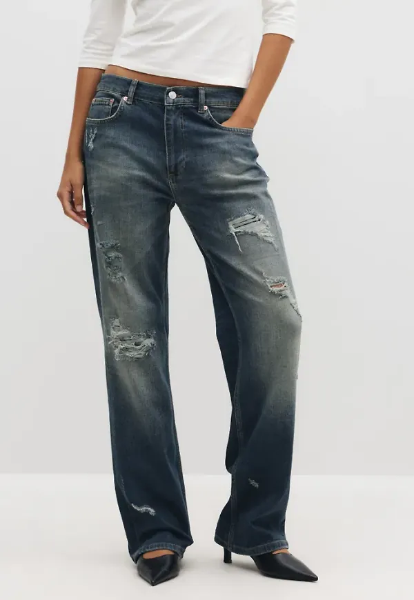 Nelly - Blå - Distressed Jeans