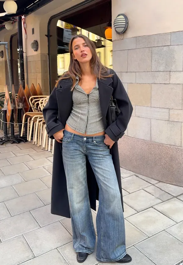 Nelly - Blå - Low Loose Flare Jeans
