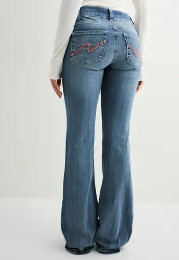 Nelly - Blå - Low Waist Bootcut Stitch Jeans