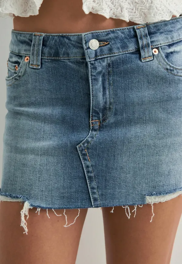Nelly - Blå - Low Waist Jeans Skirt