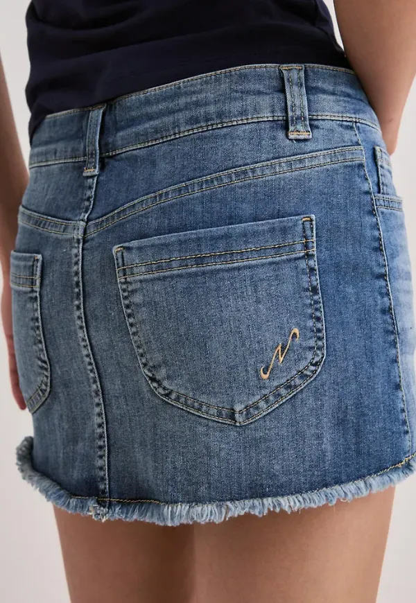 Nelly - Blå - Mini Heart Pocket Jeans Skirt