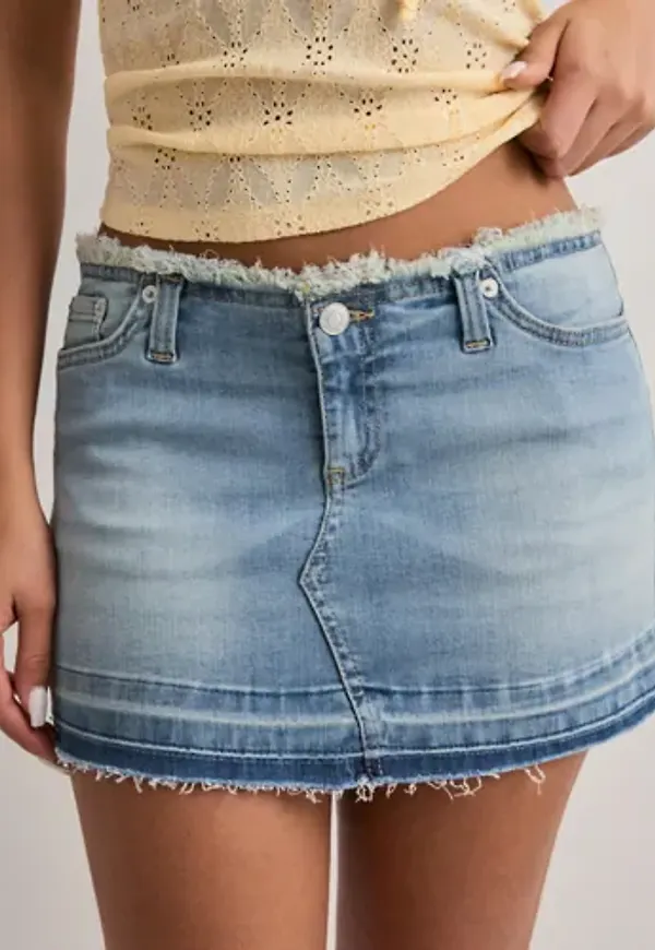 Nelly - Blå - No Waist Fringe Jeans Skirt