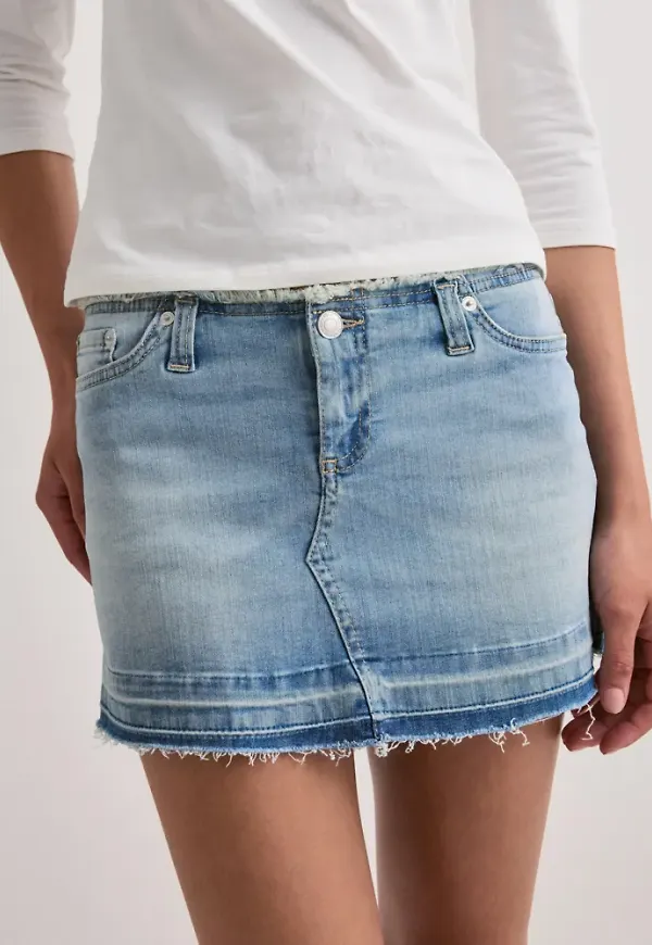 Nelly - Blå - No Waist Fringe Jeans Skirt