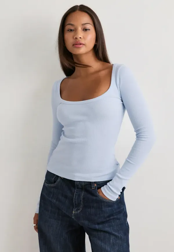 Nelly - Blå - Perfect Rib LS Top
