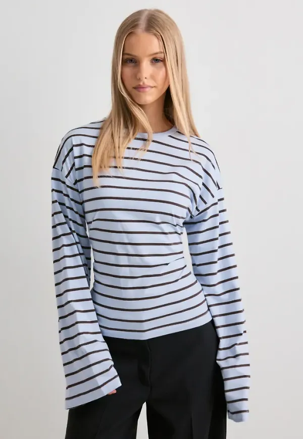 Nelly - Blå - Tie Waist LS Top