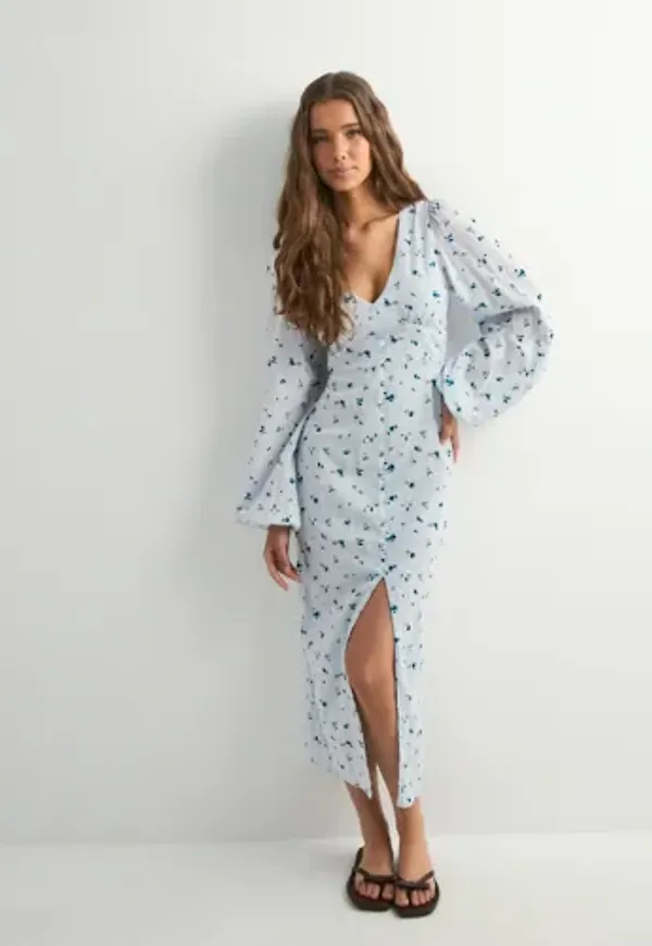 Nelly - Blommig - Buttoned Structure Dress