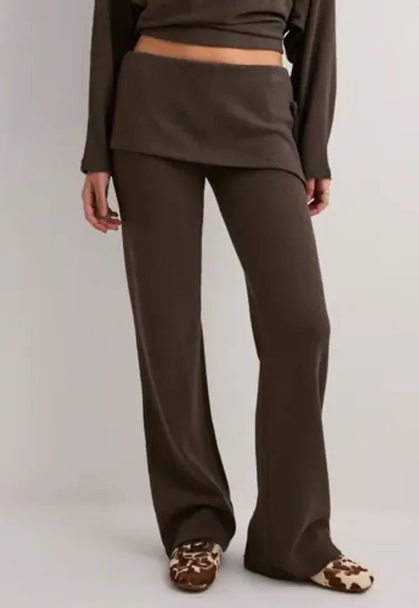 Nelly - Brun - Effortless Knit Overlay Pants