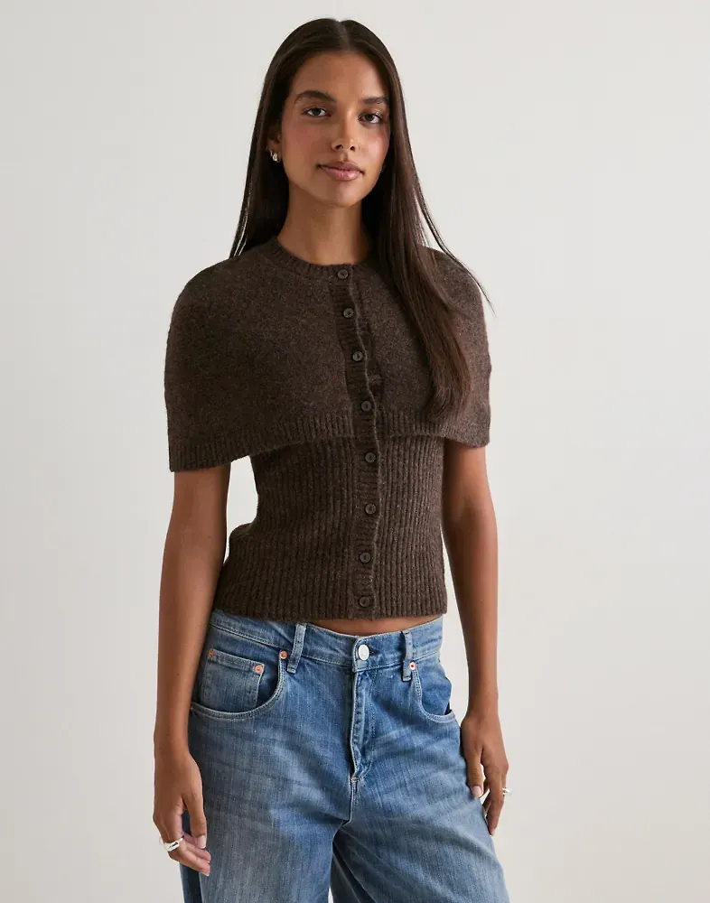 Nelly - Brun - Knit Poncho Top