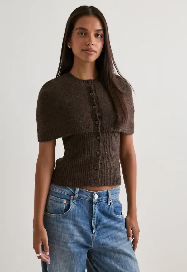 Nelly - Brun - Knit Poncho Top