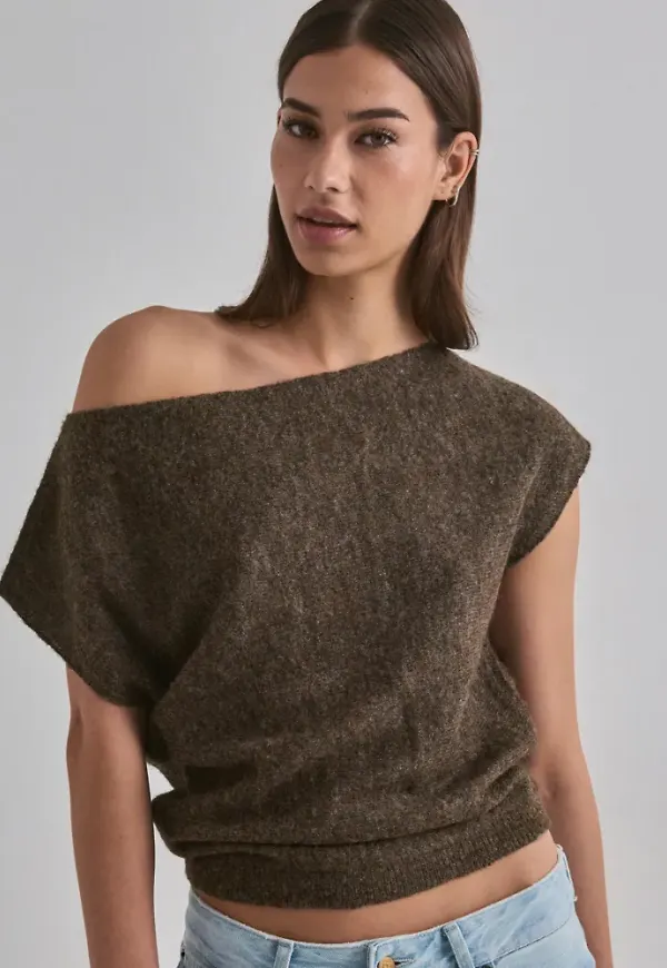 Nelly - Brun - Slouchy Knit Top