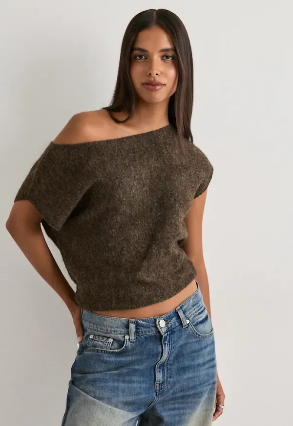 Nelly - Brun - Slouchy Knit Top