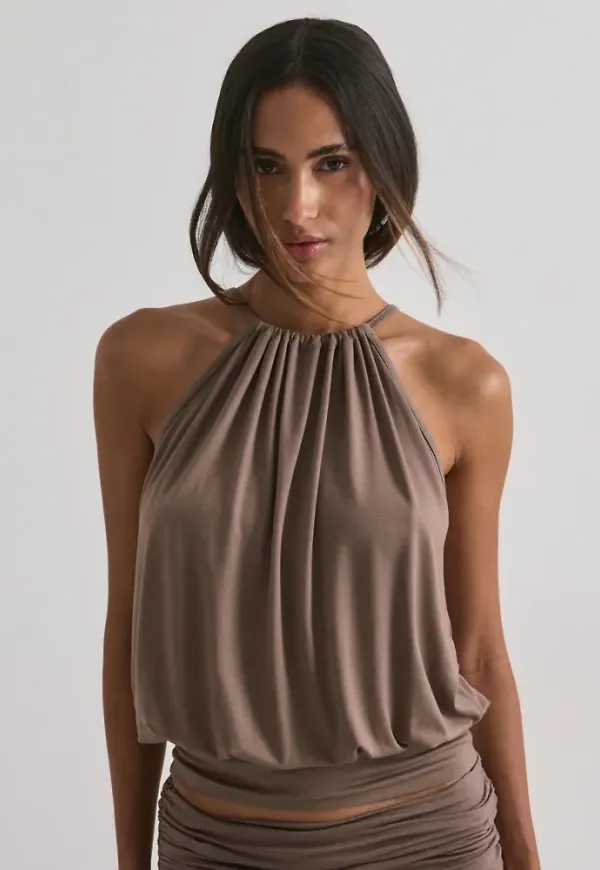 Nelly - Brun - Soft Drape Tie Back Top