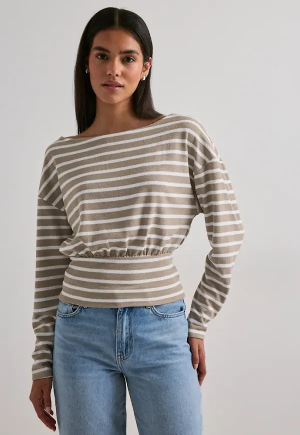 Nelly - Brun - Stripe Knit Sweater