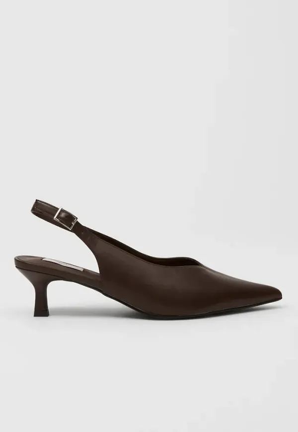 Nelly - Brun - Thin V-Shape Slingback