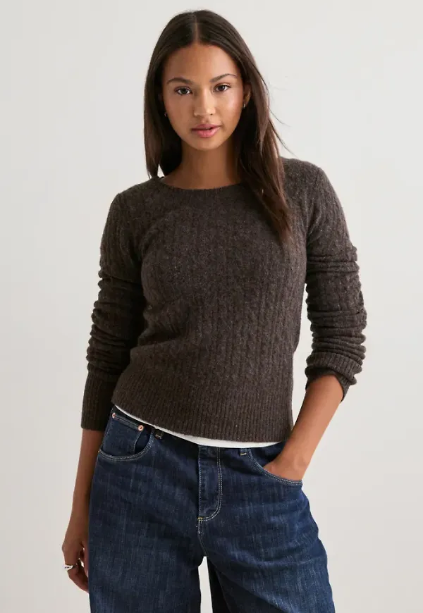Nelly - Brun - Tight Cable Knit Sweater