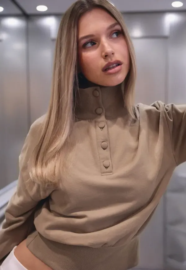 Nelly - Brun - Waist Focus Button Sweat