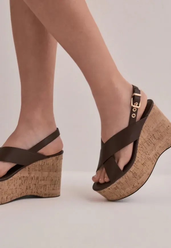 Nelly - Brun - Wedge Slingback Heel