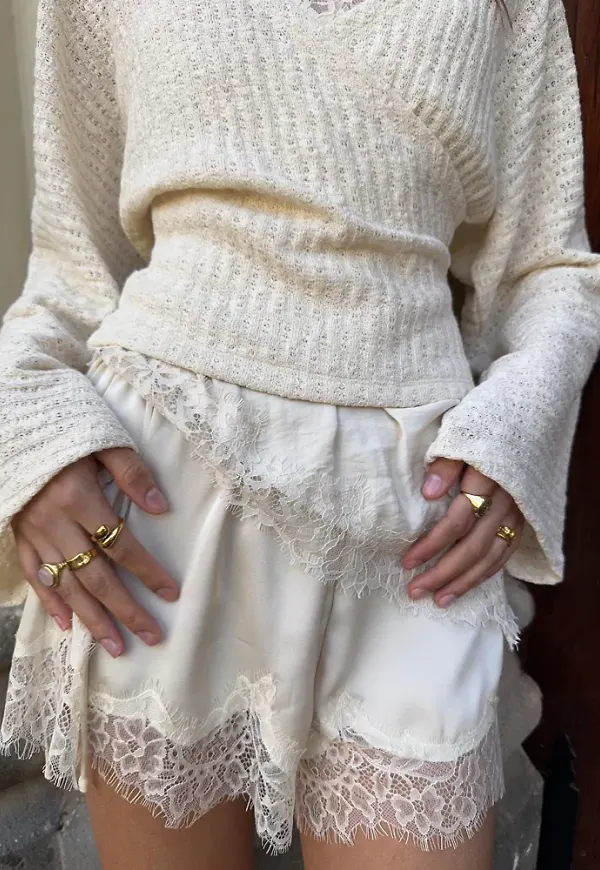 Nelly - Champagne - Sassy Lace Shorts