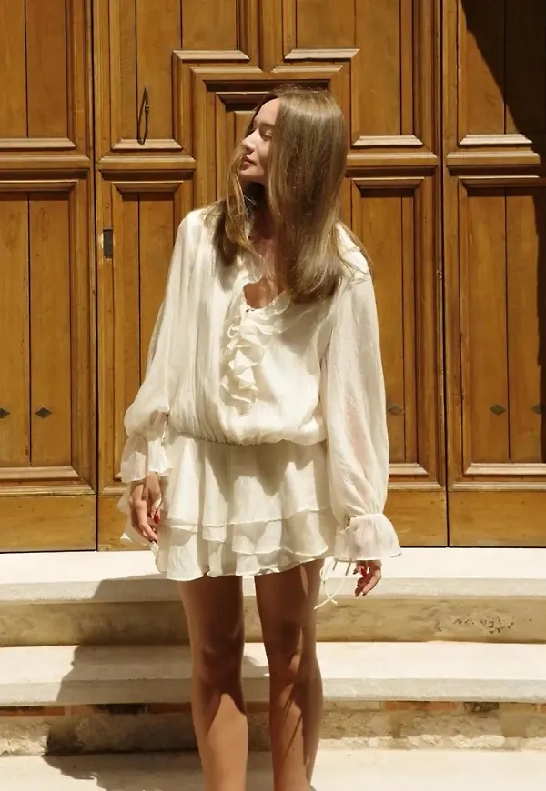 Nelly - Champagne - Volume Frill Dress