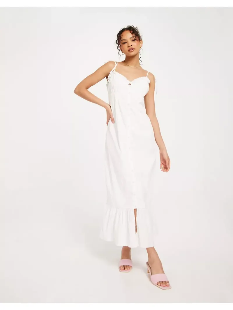 Nelly Flirty Frill Dress Långklänningar Vit