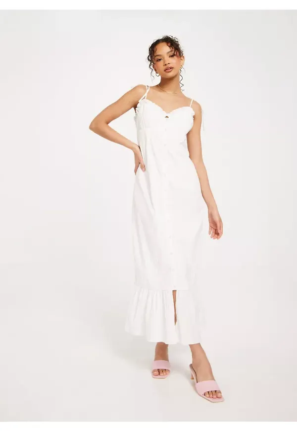 Nelly Flirty Frill Dress Långklänningar Vit