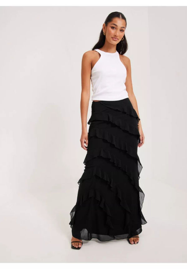 Nelly Flounce Away Skirt Långa kjolar Svart