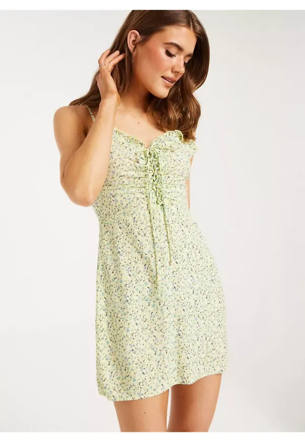 Nelly Front Lacing Mini Dress Fodralklänningar Blommig
