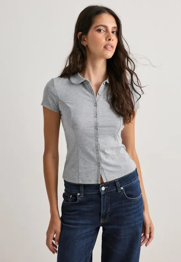Nelly - Grå - Cute Collar Top