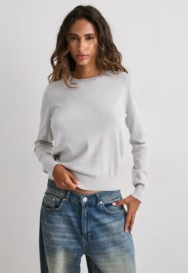 Nelly - Grå - Fine Knit Sweater