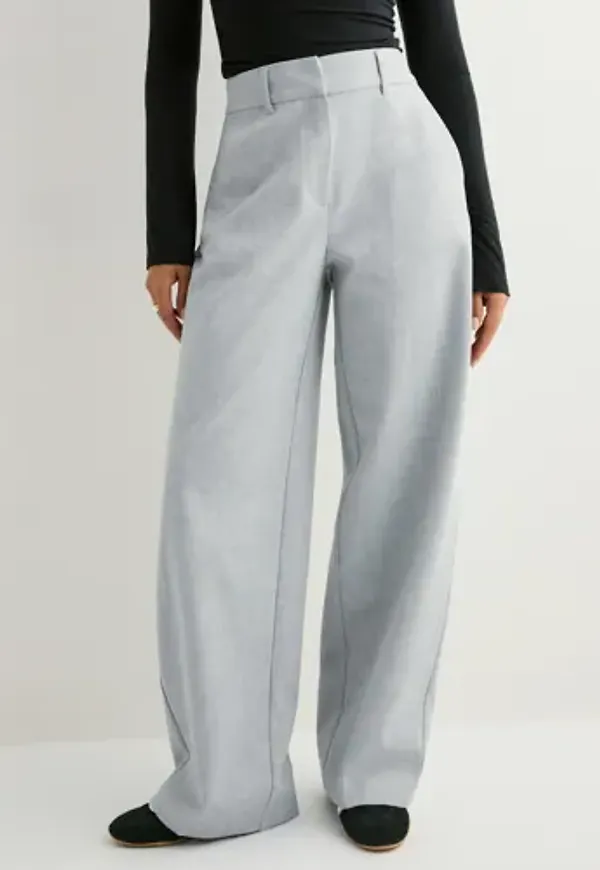 Nelly - Grå - Mid Waist Volume Suit Pants