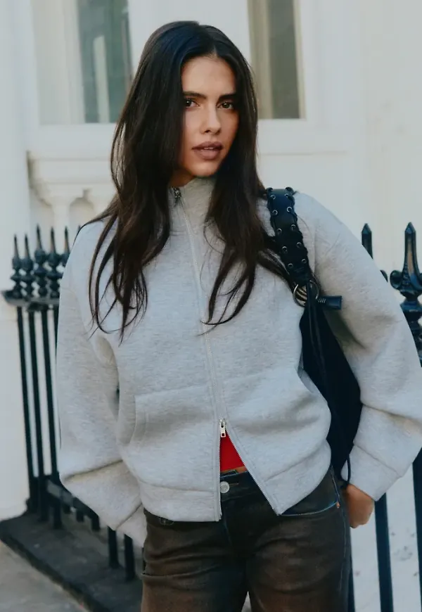 Nelly - Grå - Scuba Zip Sweat