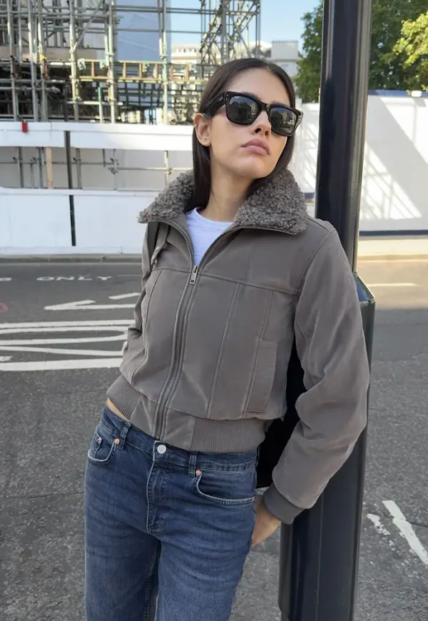 Nelly - Grå - Tight Zip Fur Jacket