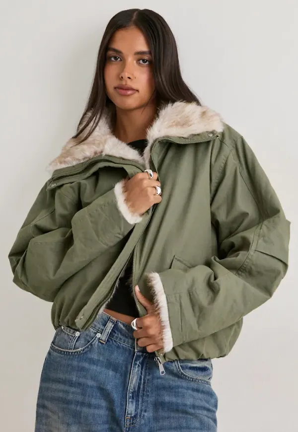 Nelly - Grön - Bomber Parka Jacket