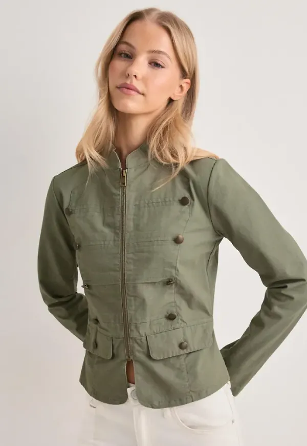 Nelly - Grön - Cotton Detailed Jacket