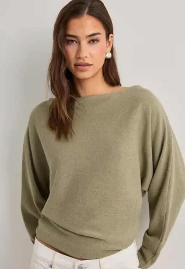 Nelly - Grön - Effortless Knit LS Sweater