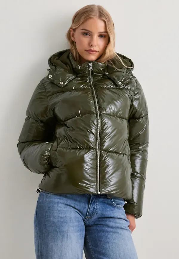Nelly - Grön - Everyday Shiny Puffer Jacket