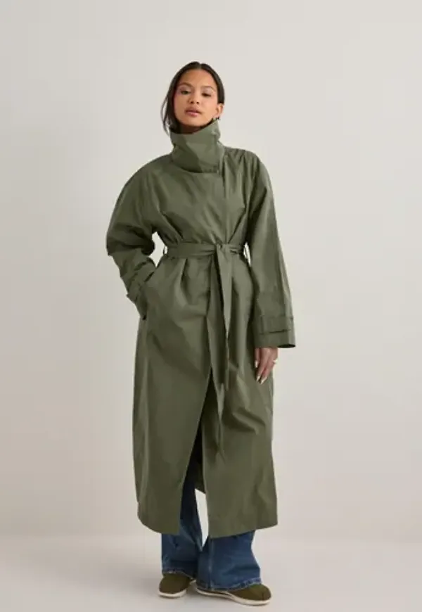 Nelly - Grön - High Collar Trench Coat