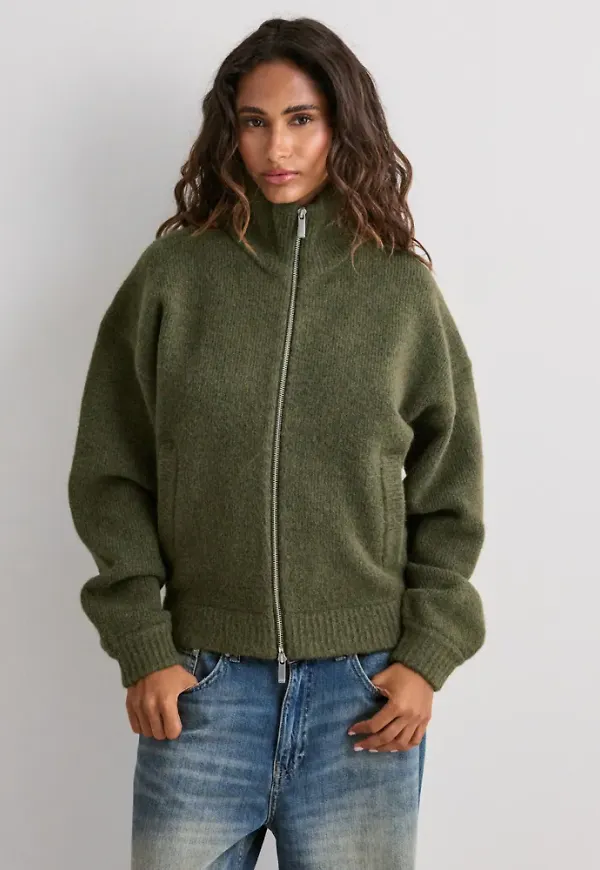 Nelly - Grön - Knit Bomber Jacket