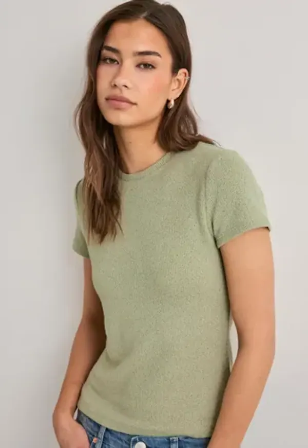 Nelly - Grön - Knit Slim Tee