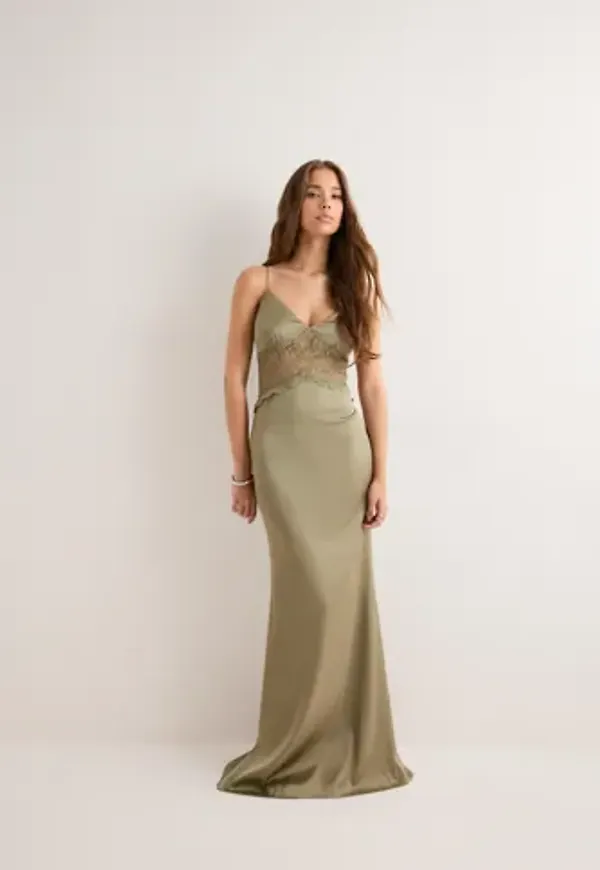 Nelly - Grön - Lace Insert Dress